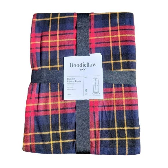 M 32-34 GOODFELLOW & CO Men's Plaid Flannel Pajama Lounge Pants Red New - Picture 1 of 2